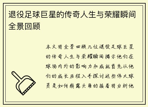 退役足球巨星的传奇人生与荣耀瞬间全景回顾